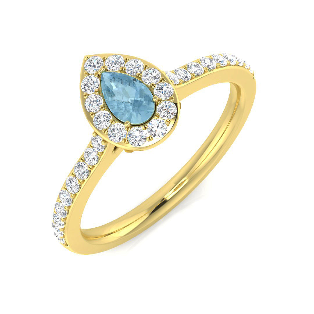 Pear Aquamarine Ring