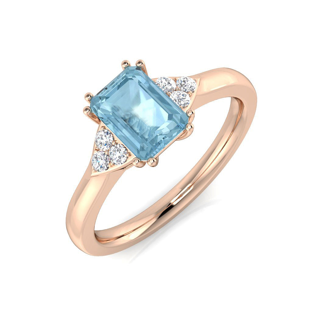 Emerald Cut Aquamarine Ring