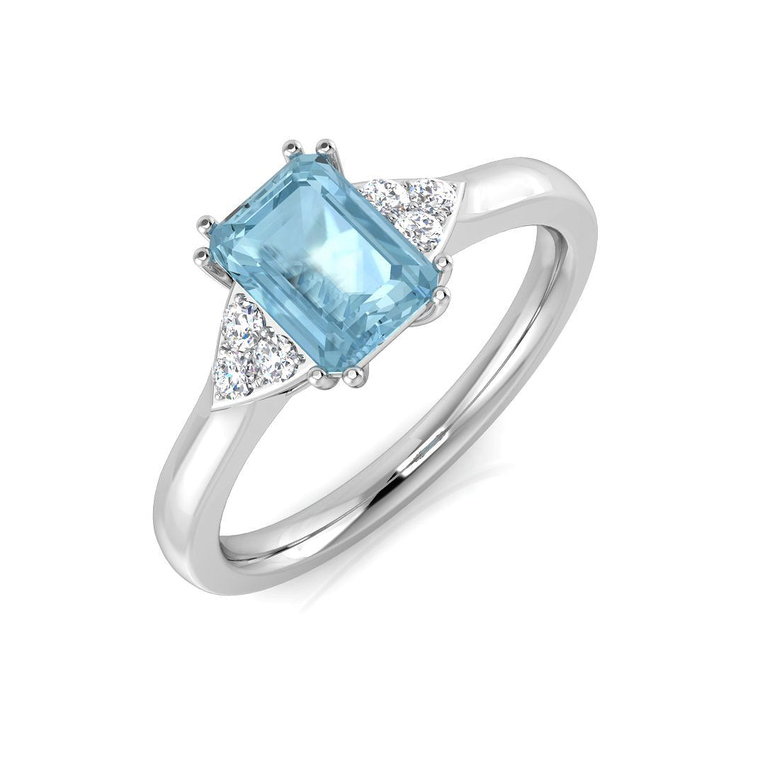 Emerald Cut Aquamarine Ring