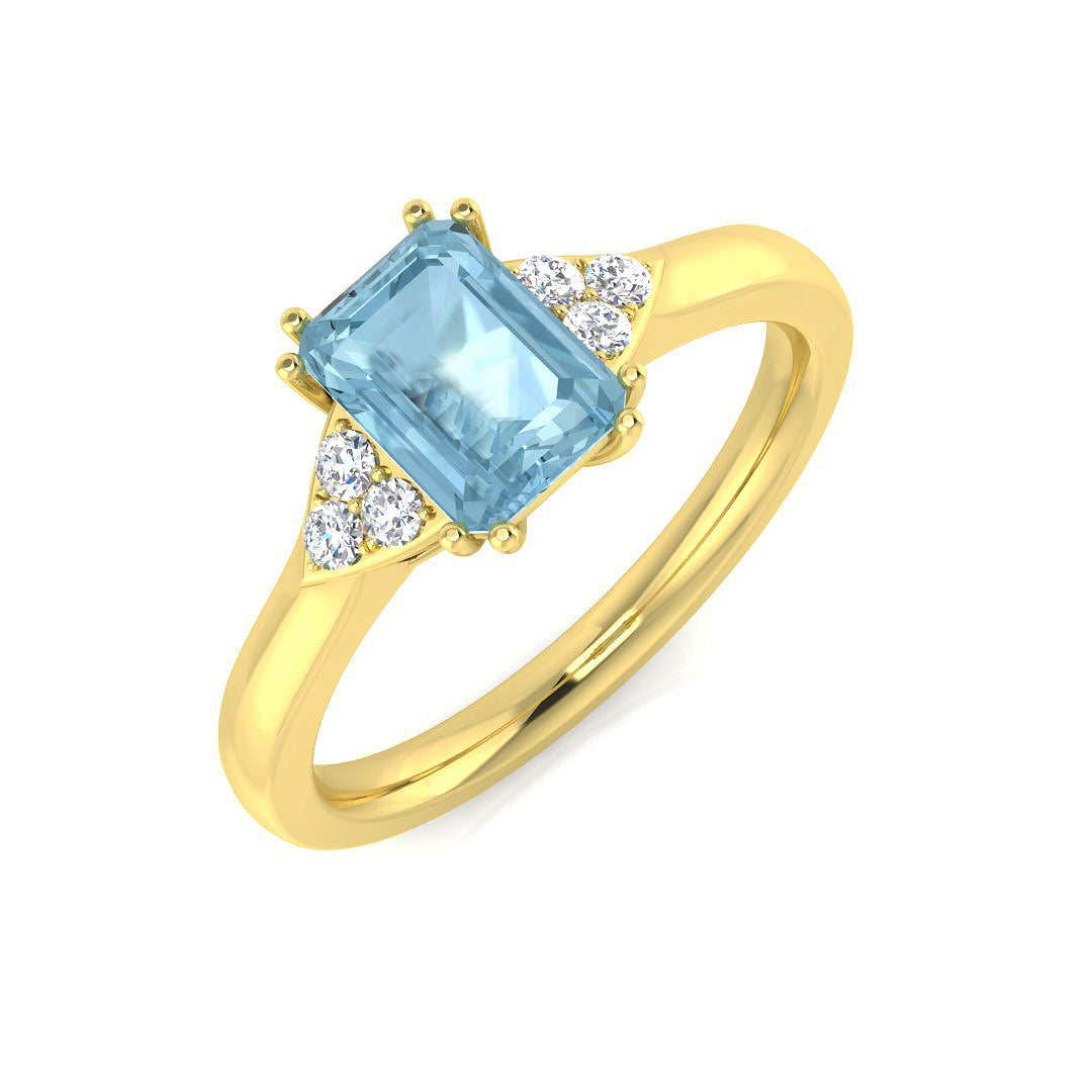 Emerald Cut Aquamarine Ring