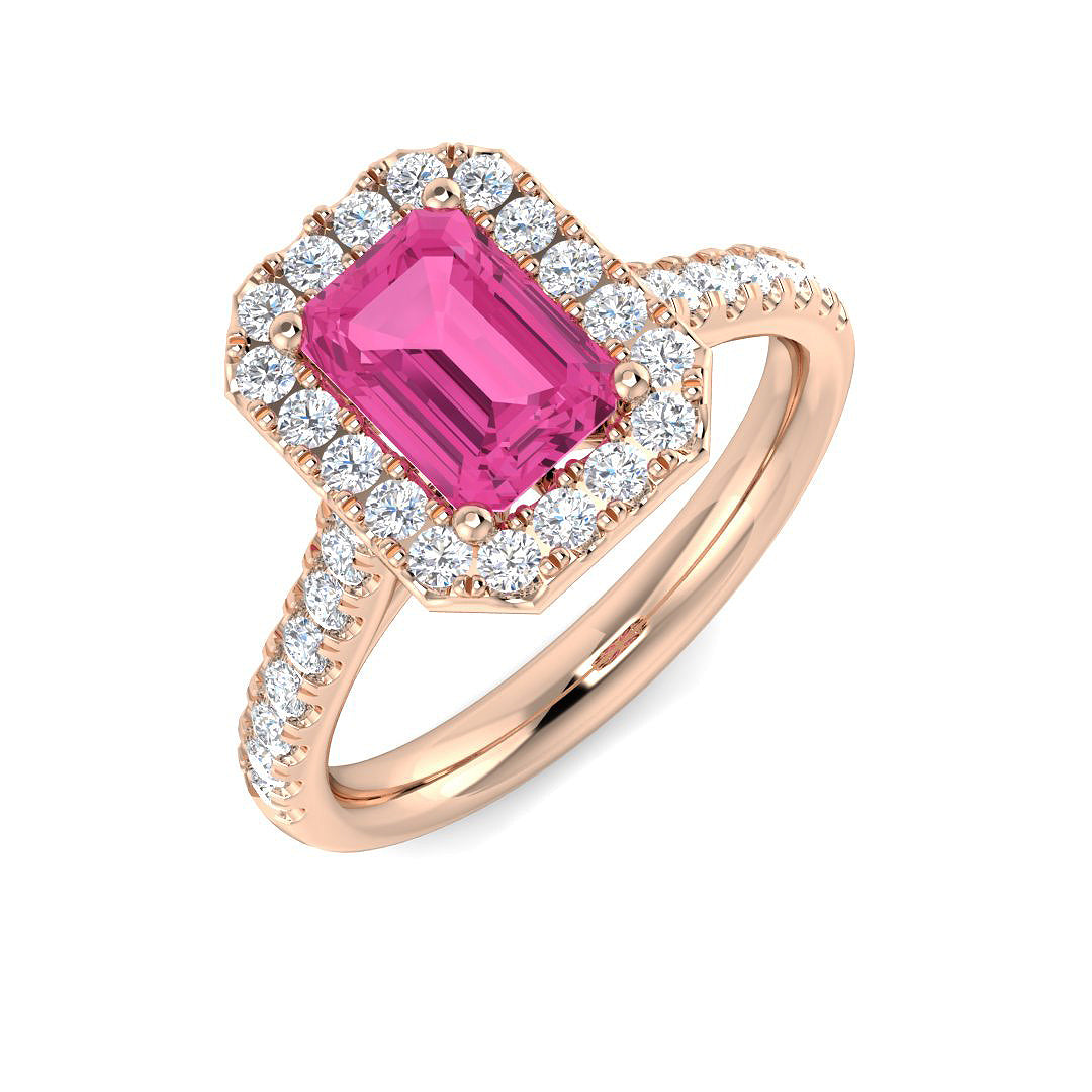 Emerald Cut Pink Sapphire Ring