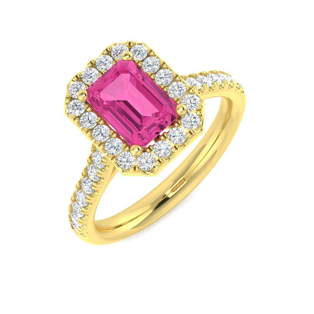 Emerald Cut Pink Sapphire Ring