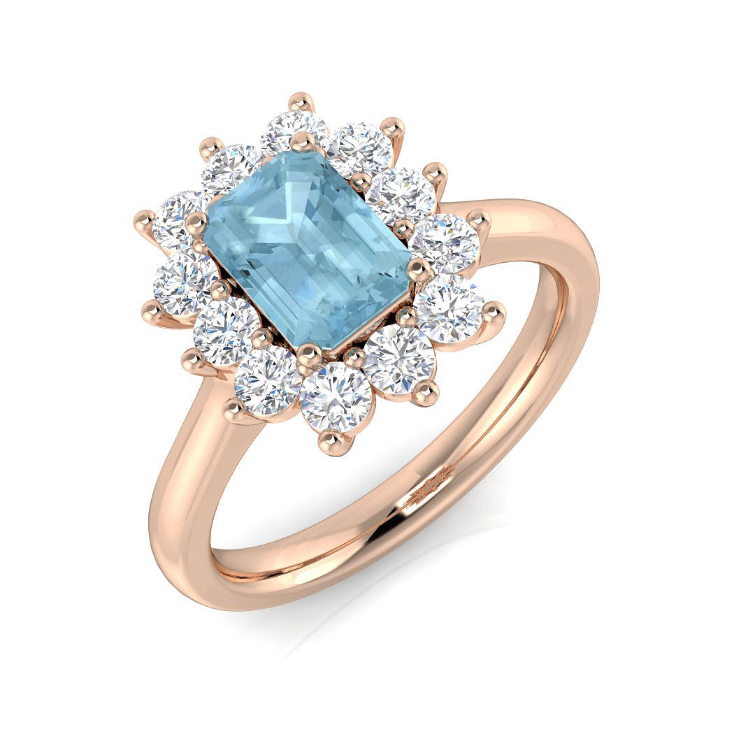 Emerald Cut Aquamarine Ring