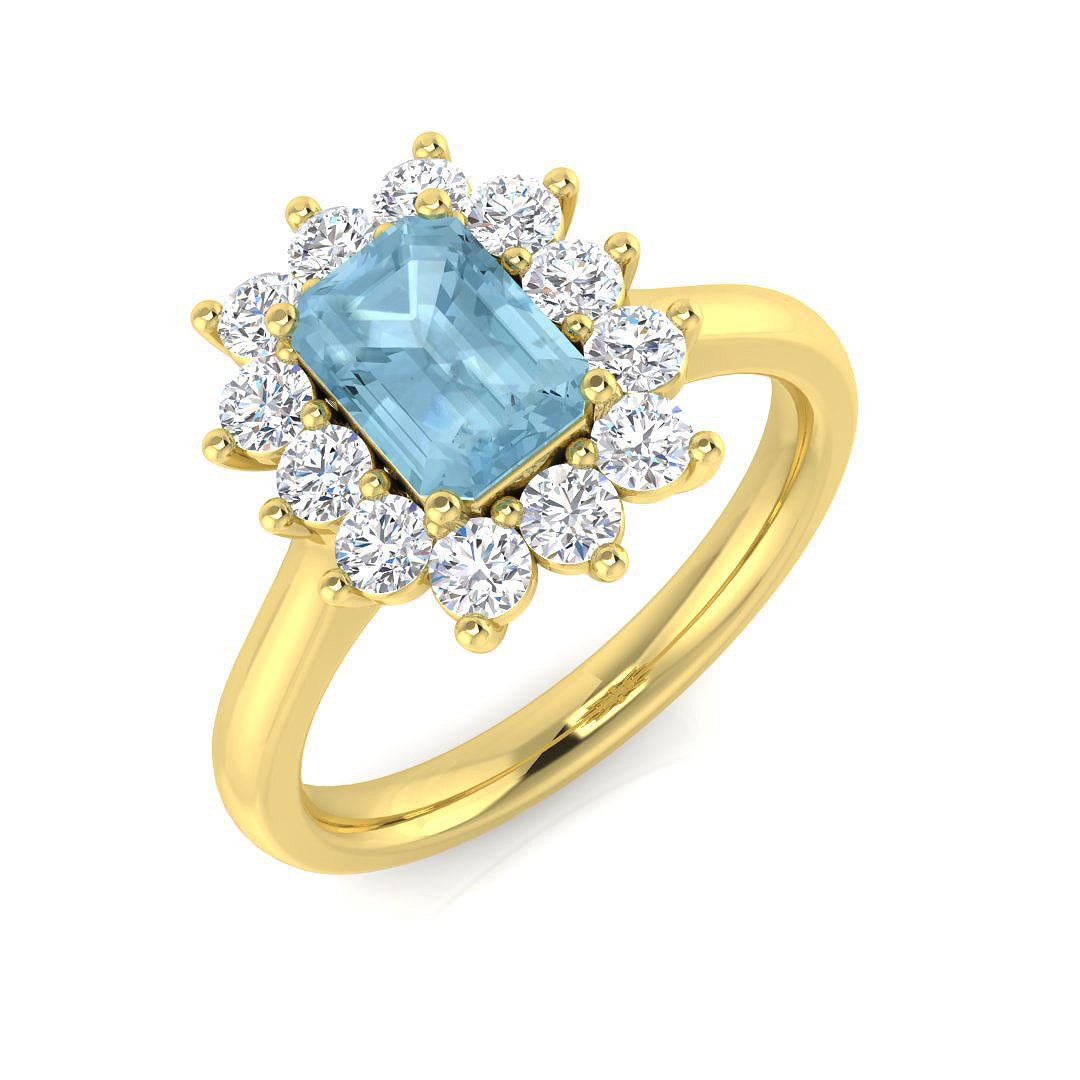 Emerald Cut Aquamarine Ring