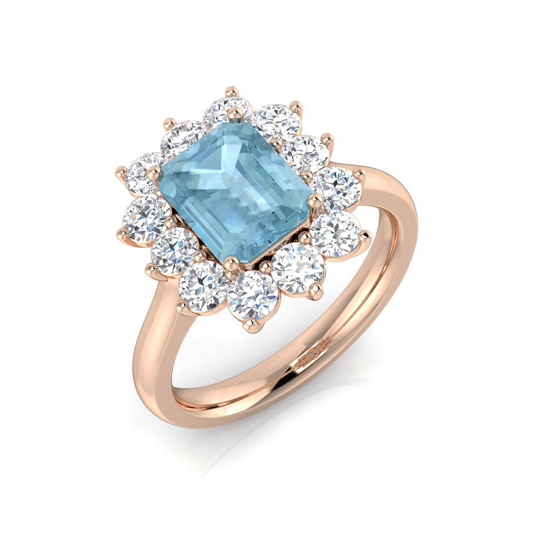 Emerald Cut Aquamarine Ring