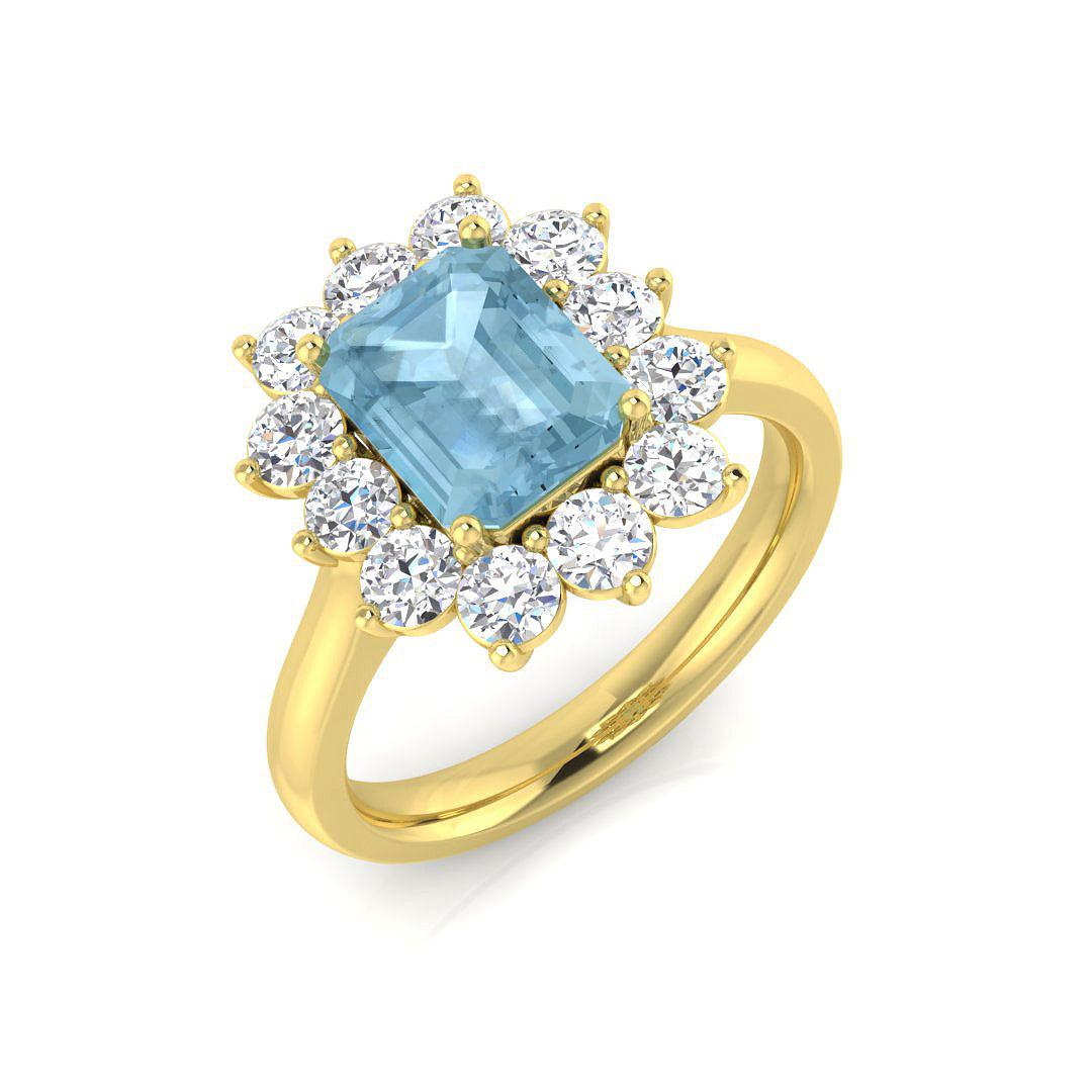 Emerald Cut Aquamarine Ring