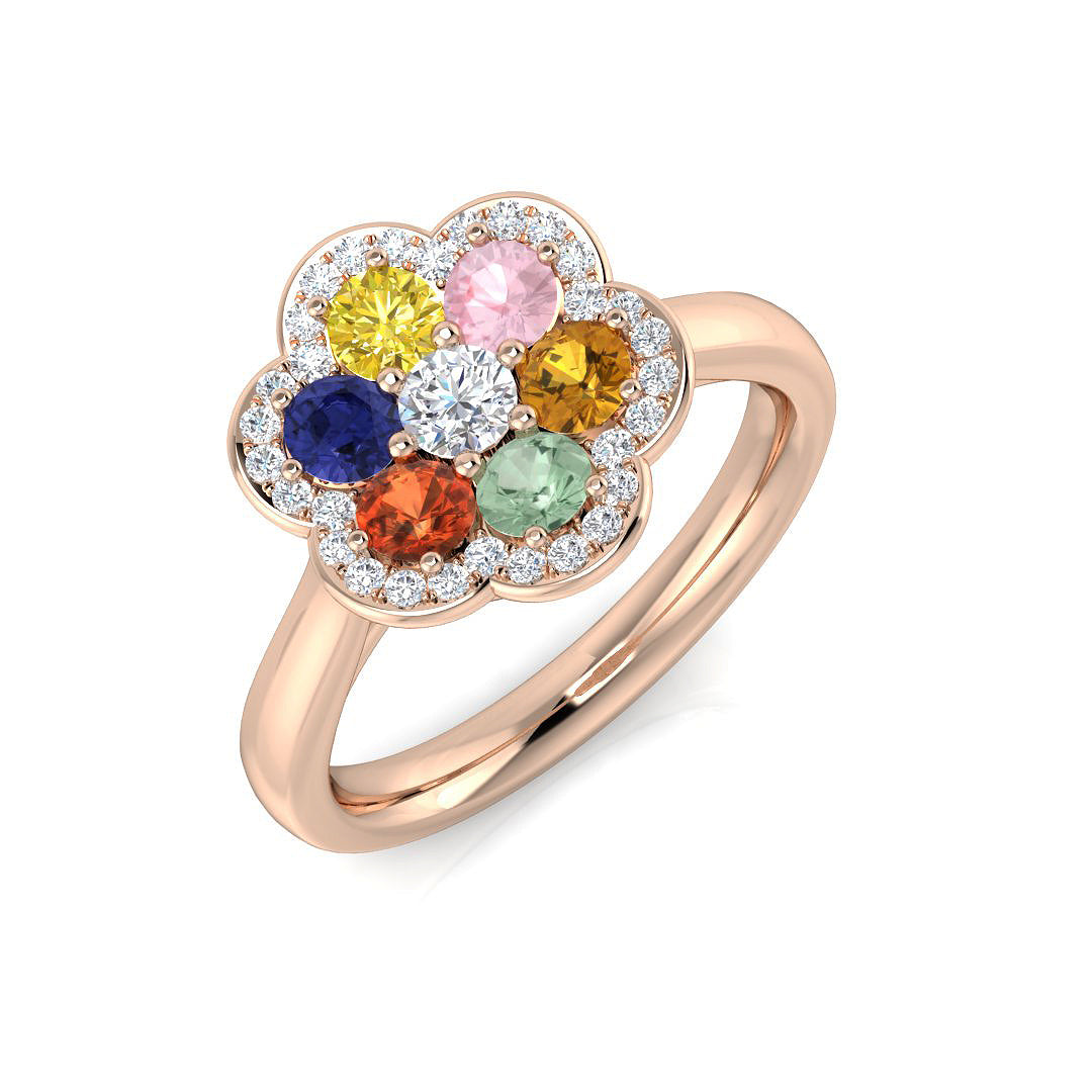 Round Multi Sapphire Ring