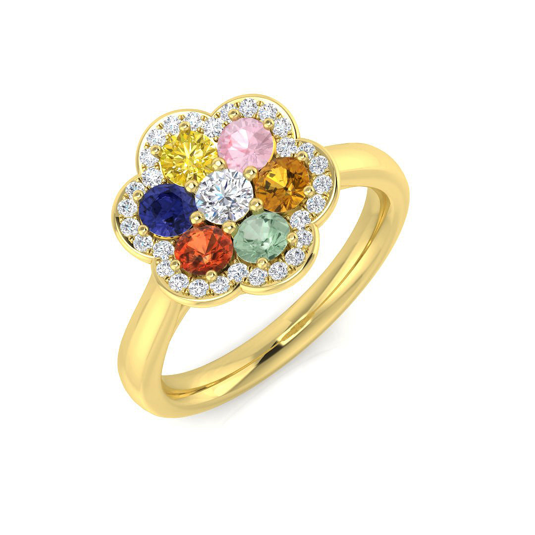 Round Multi Sapphire Ring