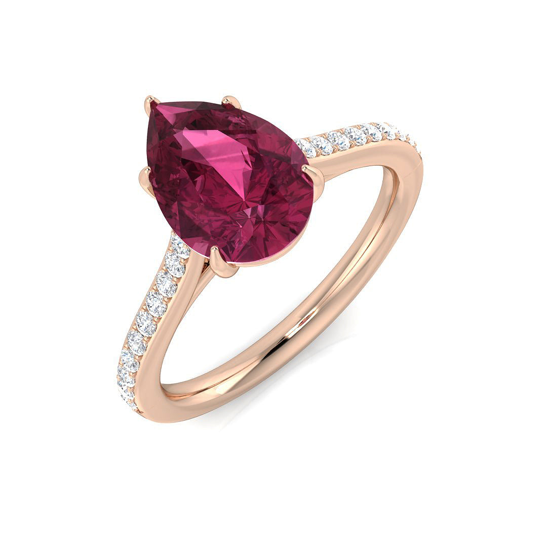 Pear Pink Tourmaline Ring