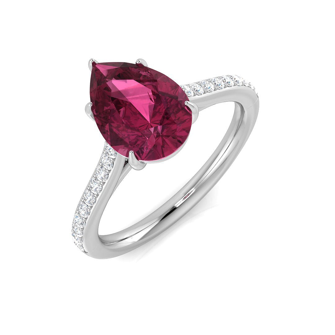 Pear Pink Tourmaline Ring