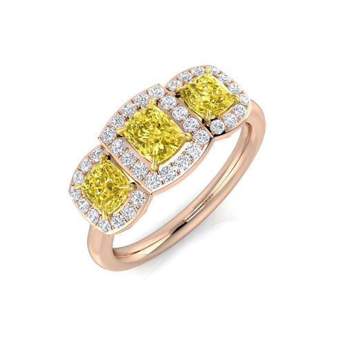 Cushion Yellow Diamond Ring