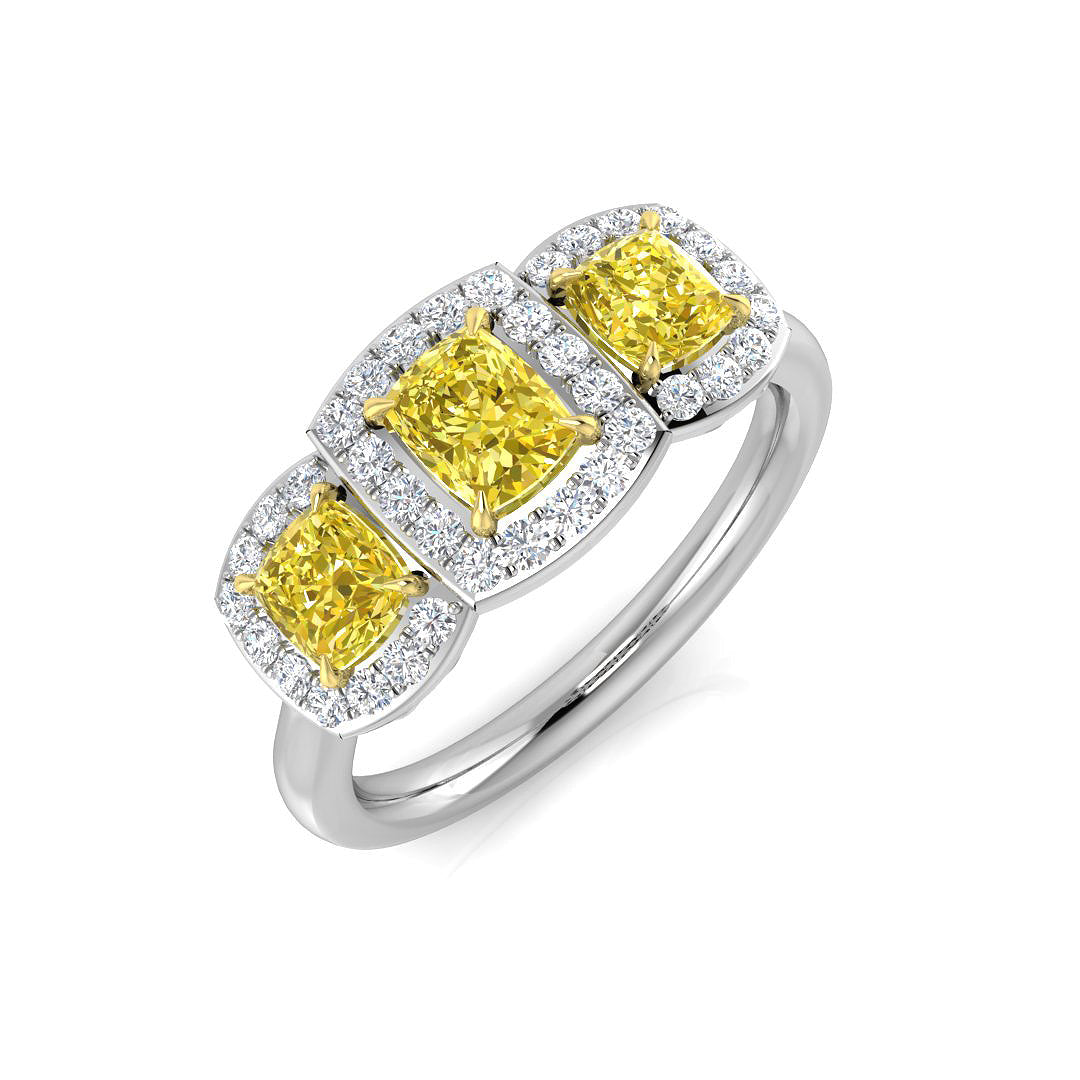 Cushion Yellow Diamond Ring