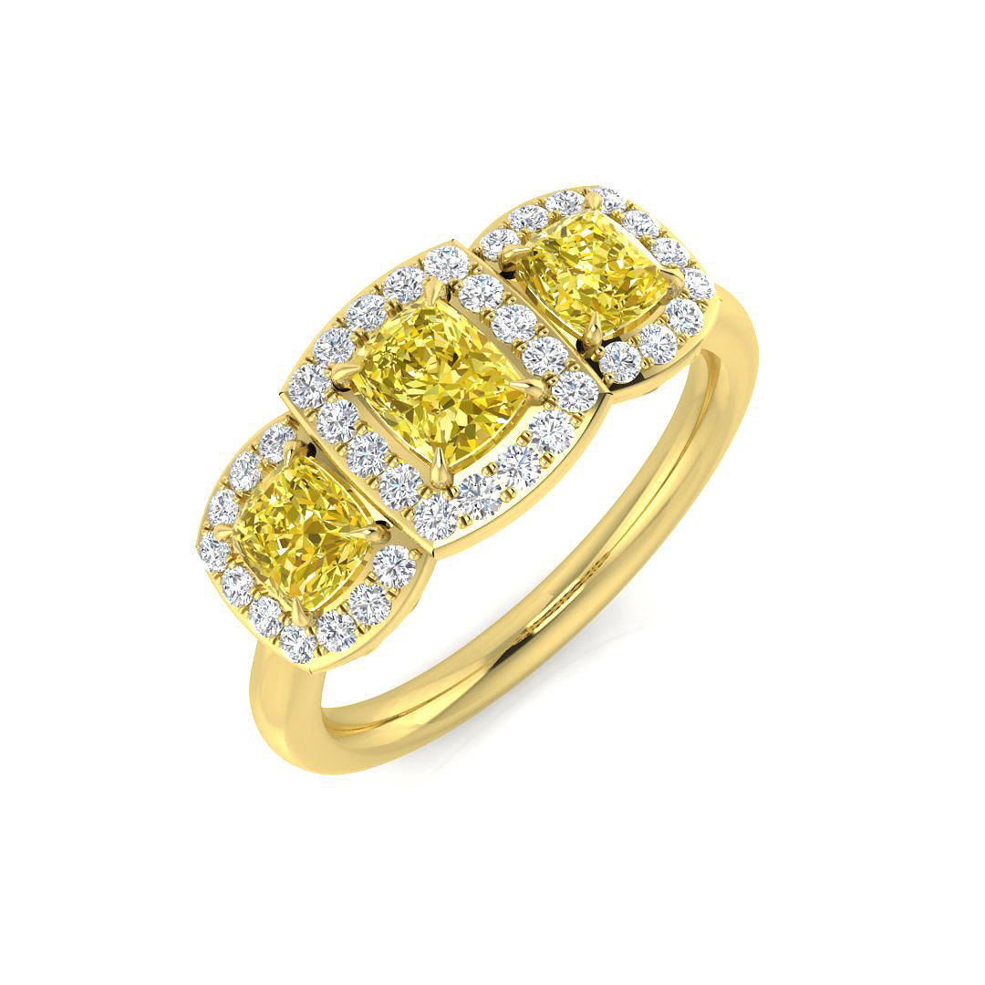 Cushion Yellow Diamond Ring