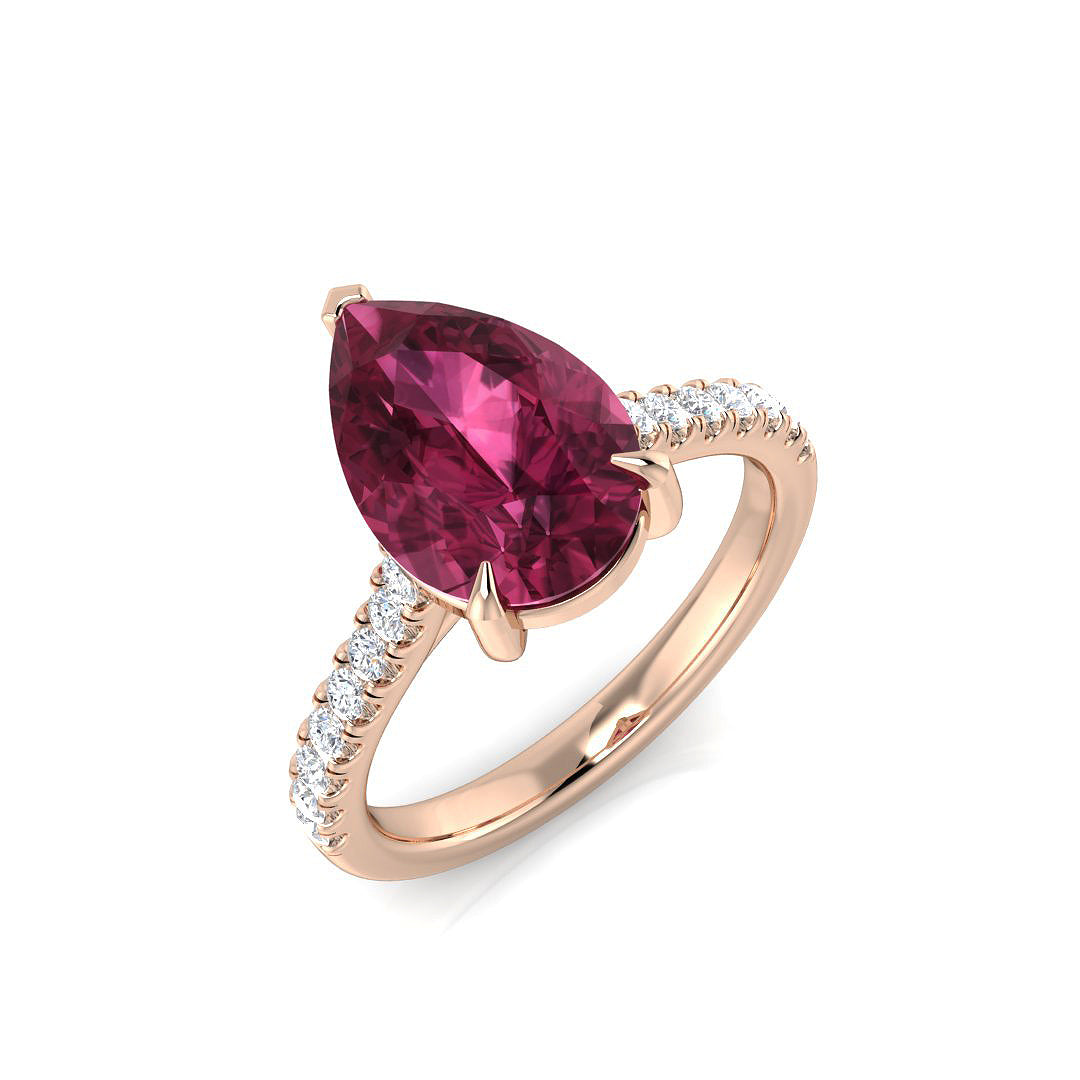 Pear Pink Tourmaline Ring