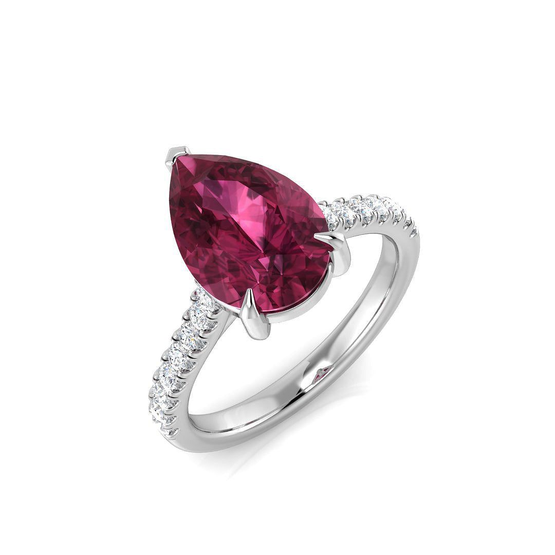 Pear Pink Tourmaline Ring
