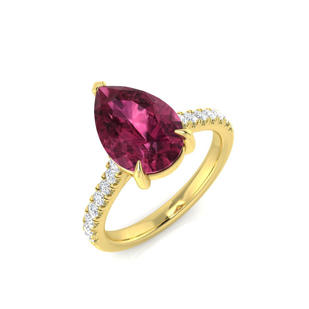 Pear Pink Tourmaline Ring