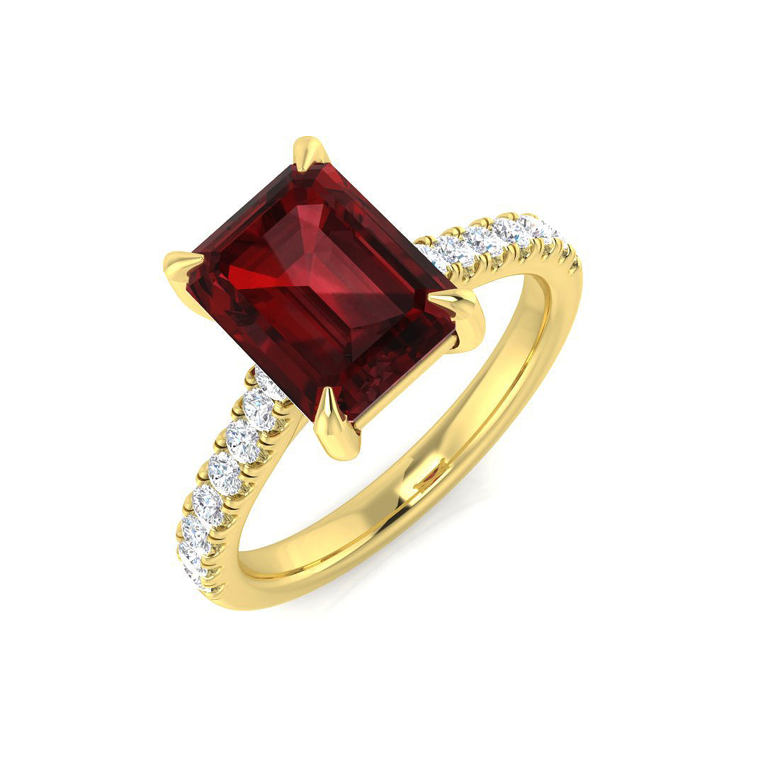 Emerald Cut Rhodolite Ring