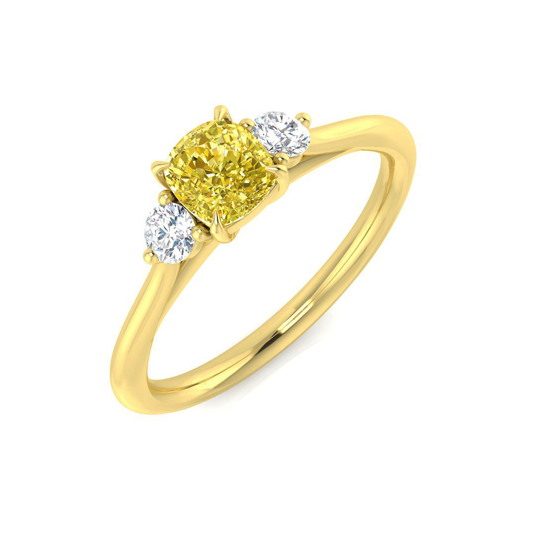 Cushion Yellow Diamond Ring