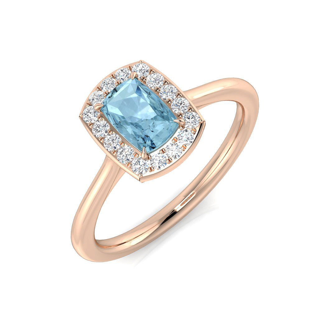 Cushion Aquamarine Ring