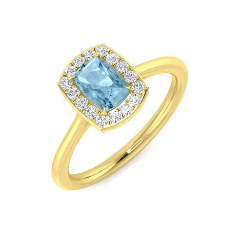 Cushion Aquamarine Ring