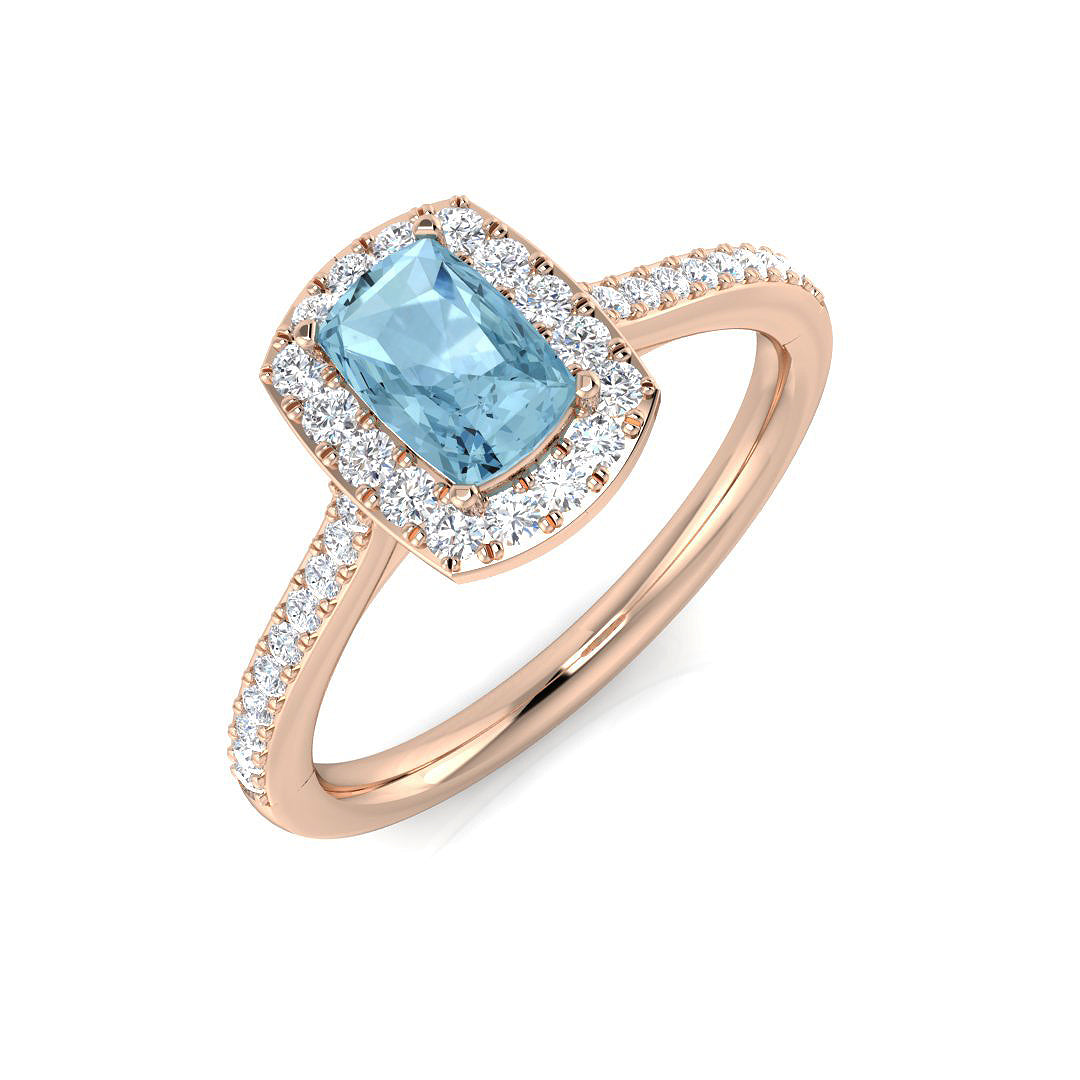 Cushion Aquamarine Ring