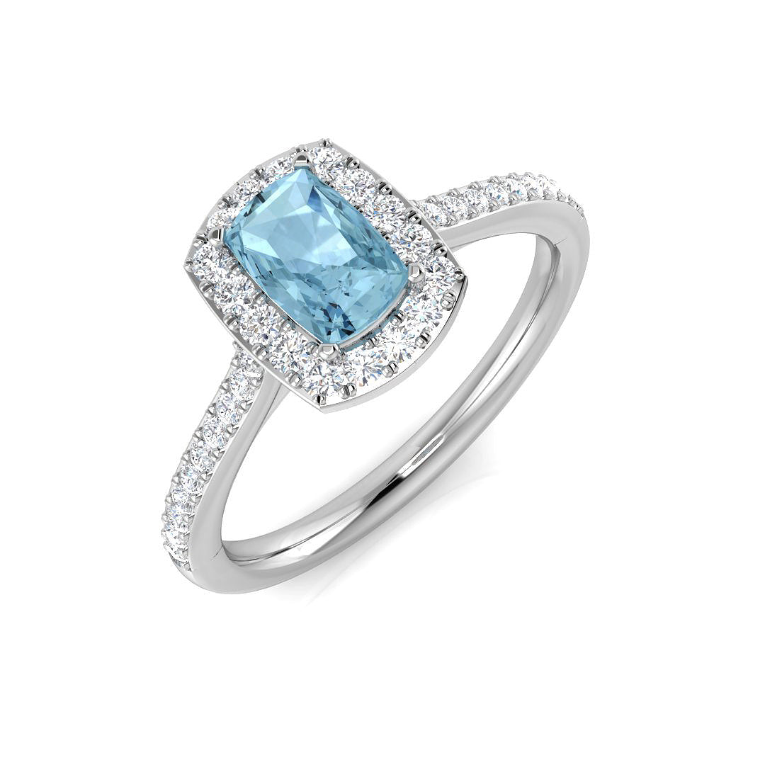 Cushion Aquamarine Ring