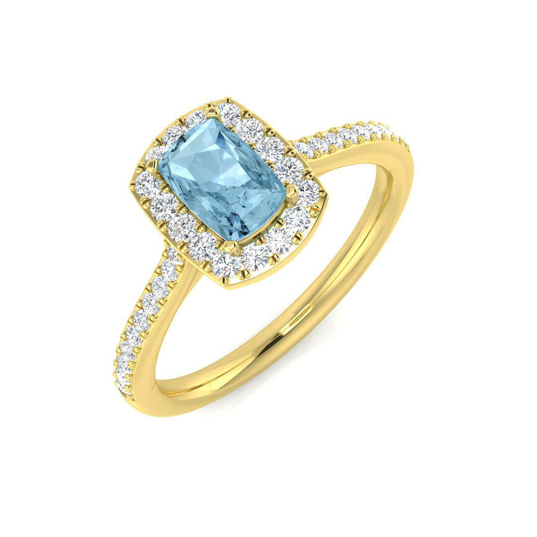 Cushion Aquamarine Ring