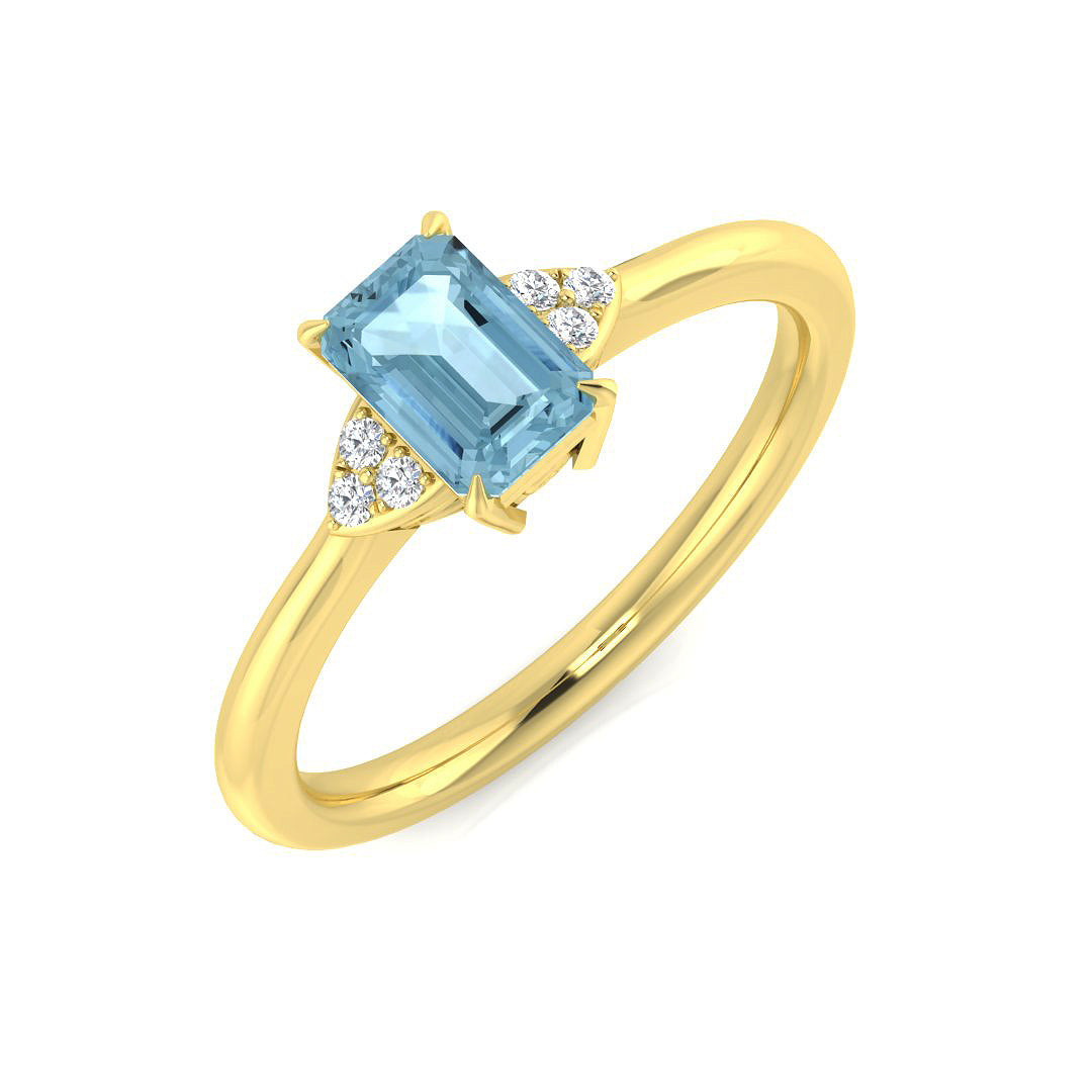 Emerald Cut Aquamarine Ring