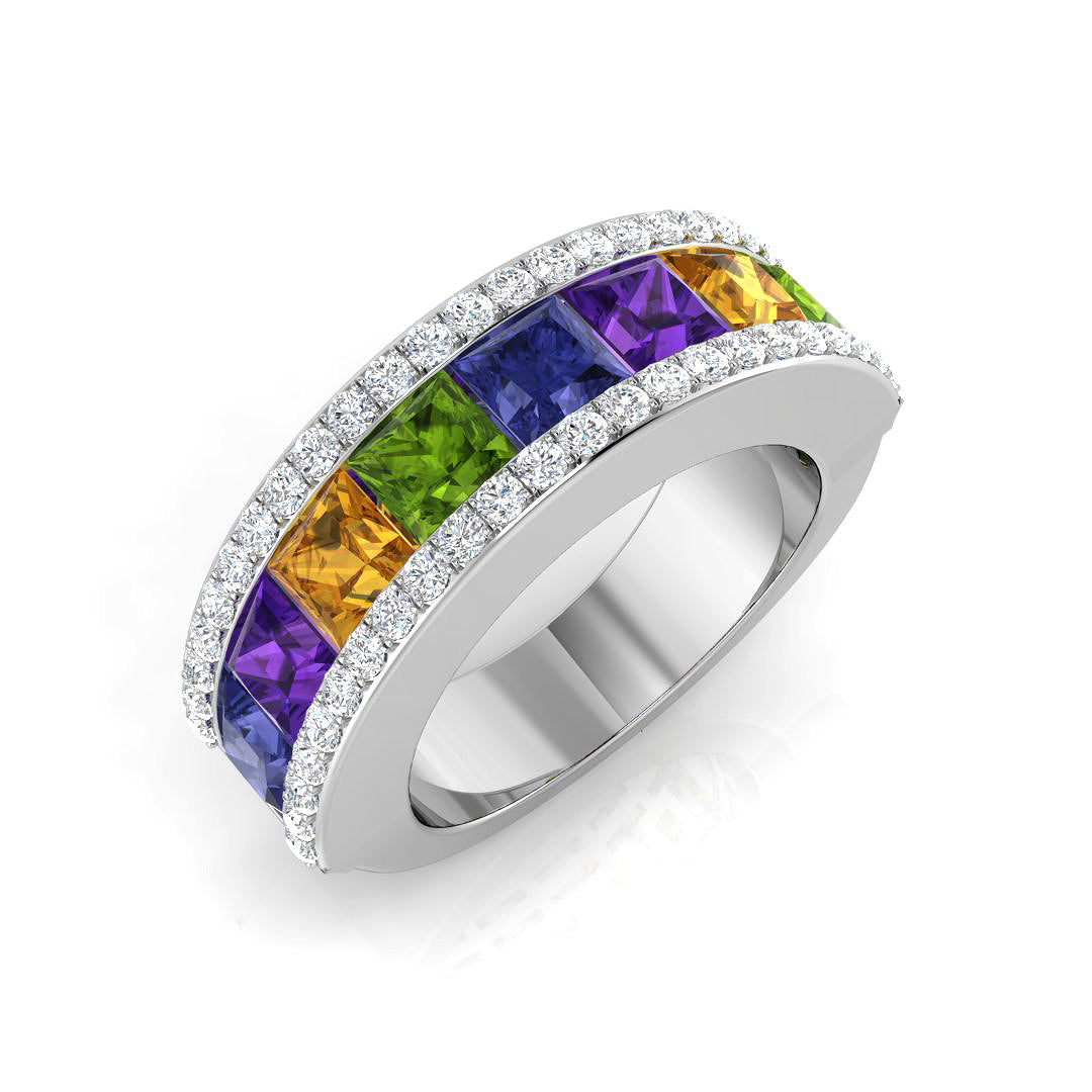Square Multi Sapphire Ring