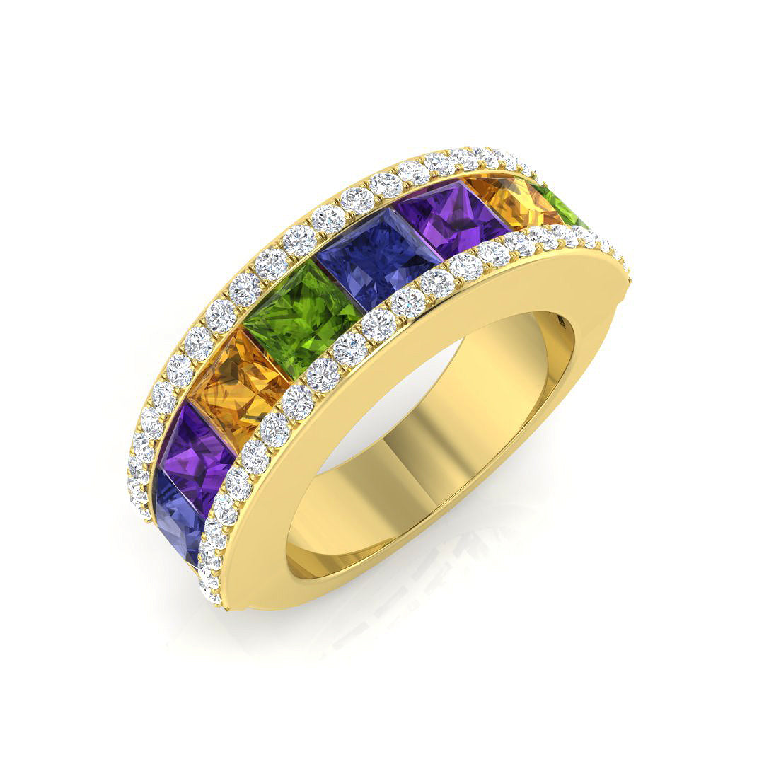 Square Multi Sapphire Ring