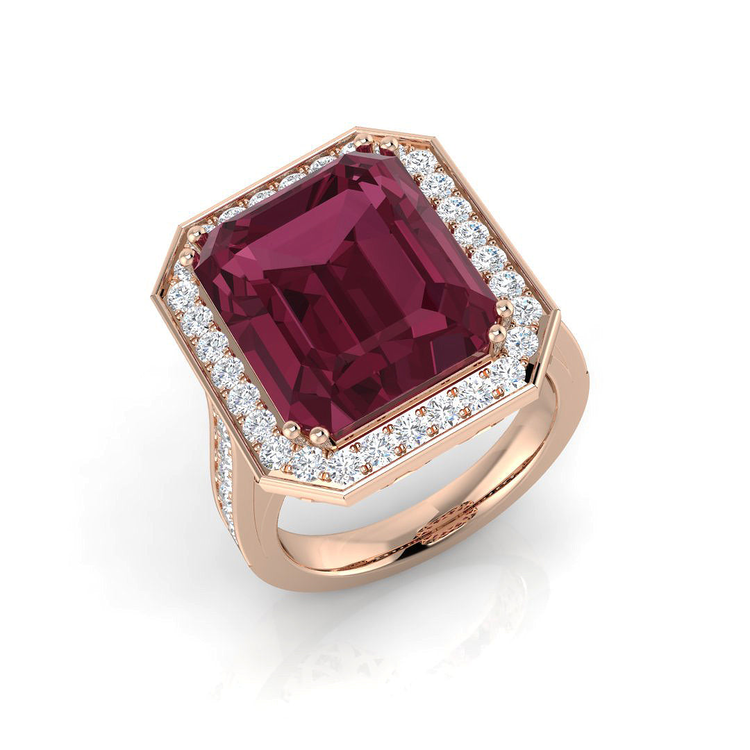 Emerald Cut Pink Tourmaline Ring