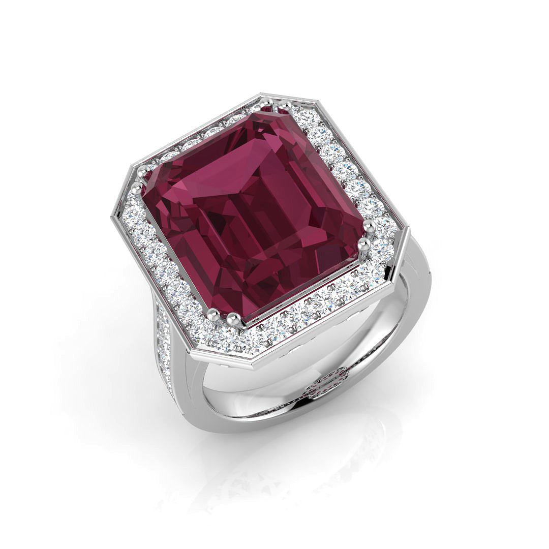Emerald Cut Pink Tourmaline Ring