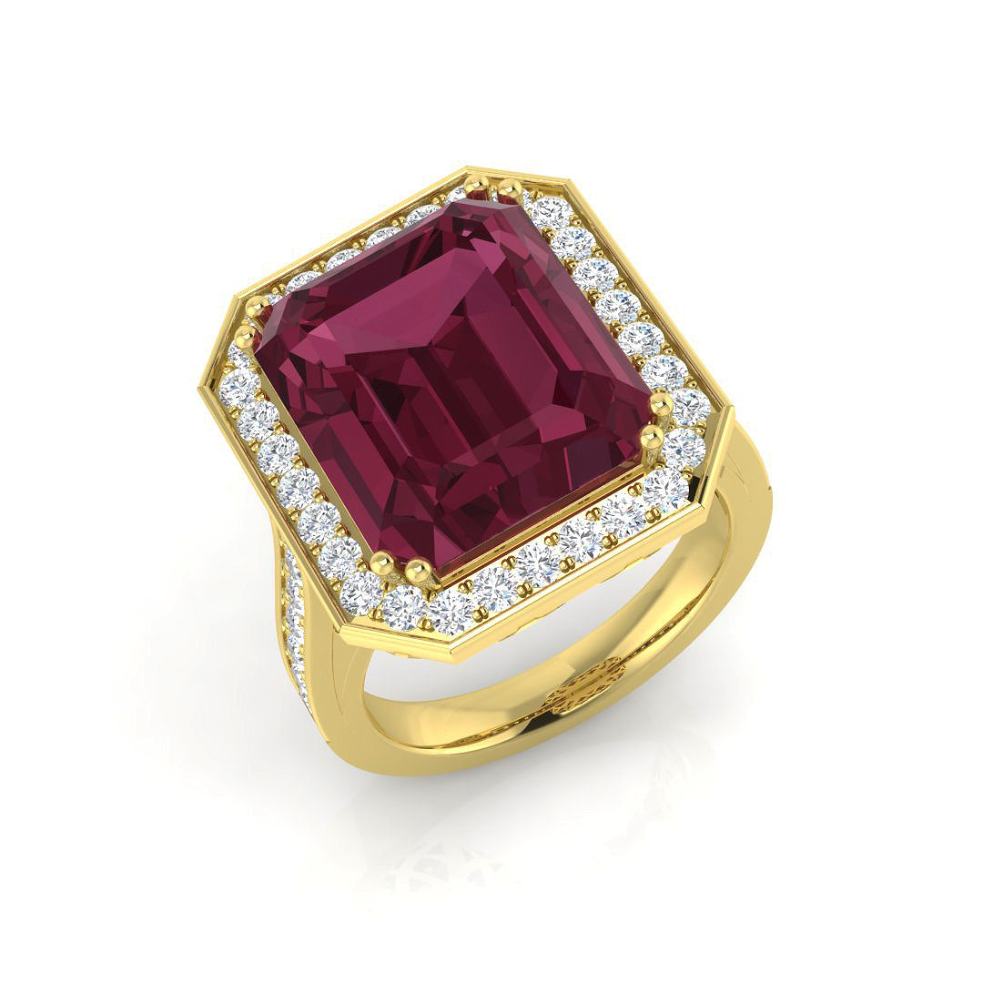 Emerald Cut Pink Tourmaline Ring