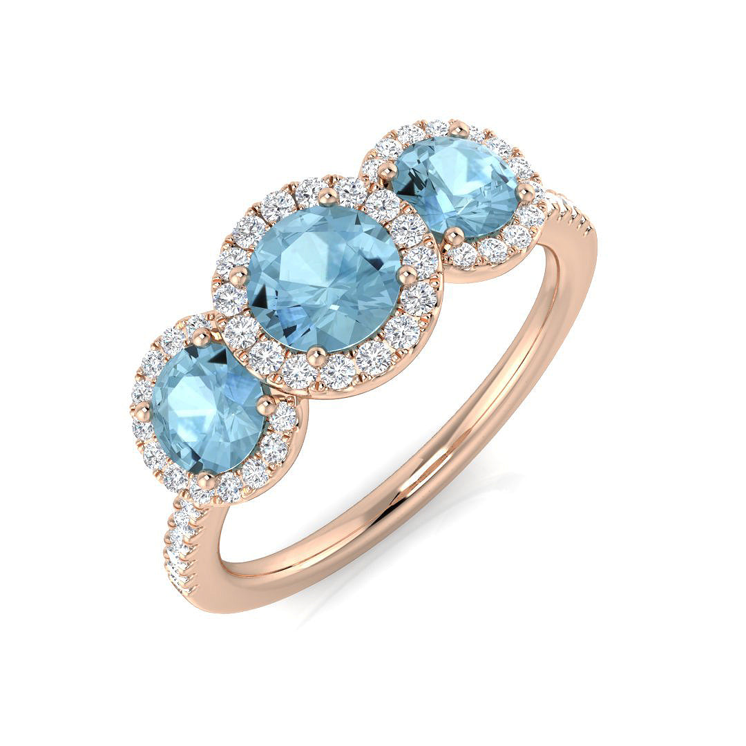 Round Aquamarine Ring