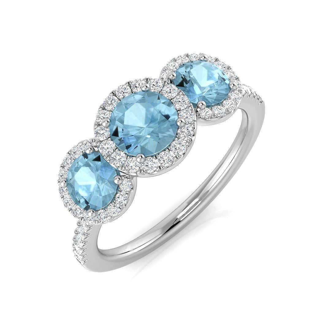 Round Aquamarine Ring