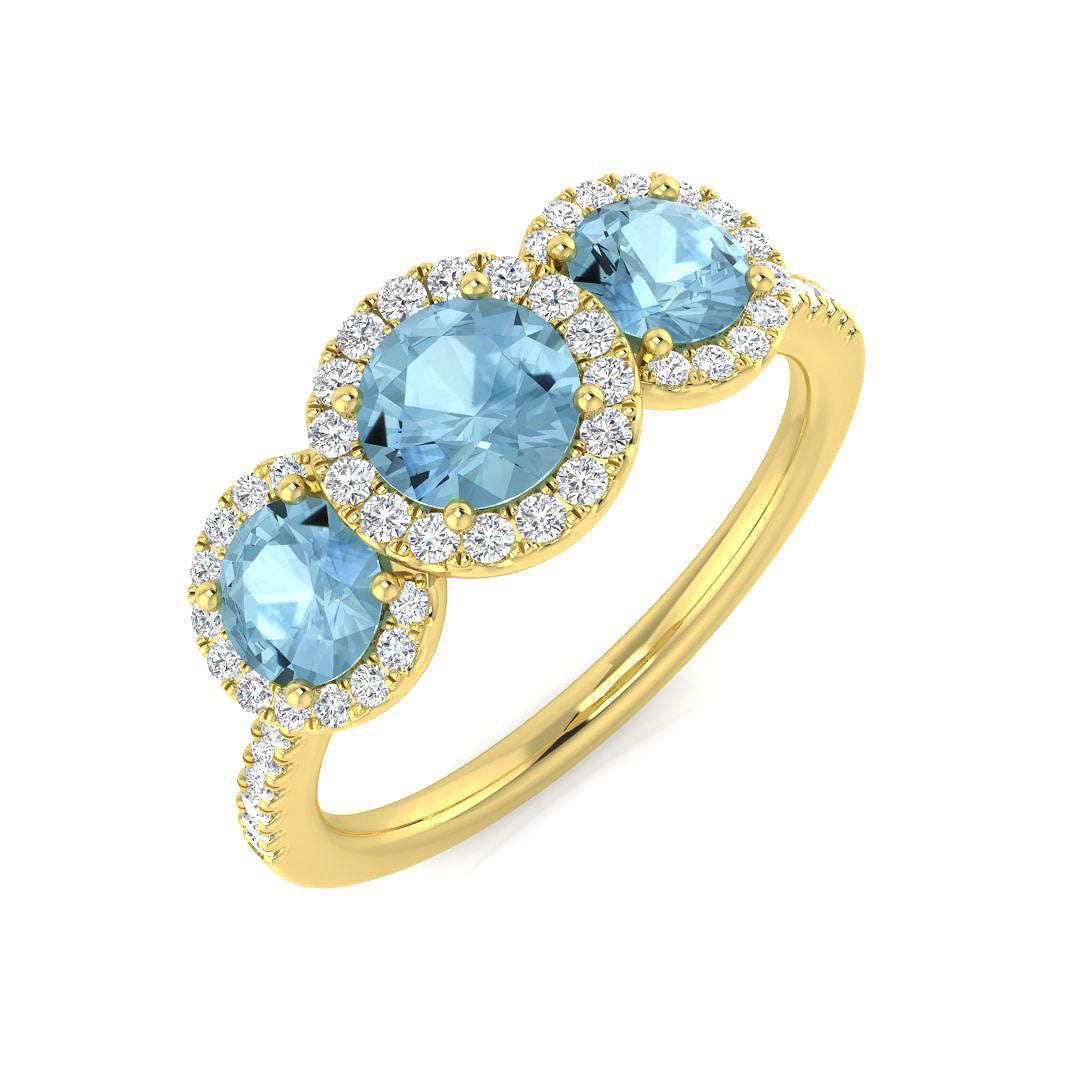 Round Aquamarine Ring