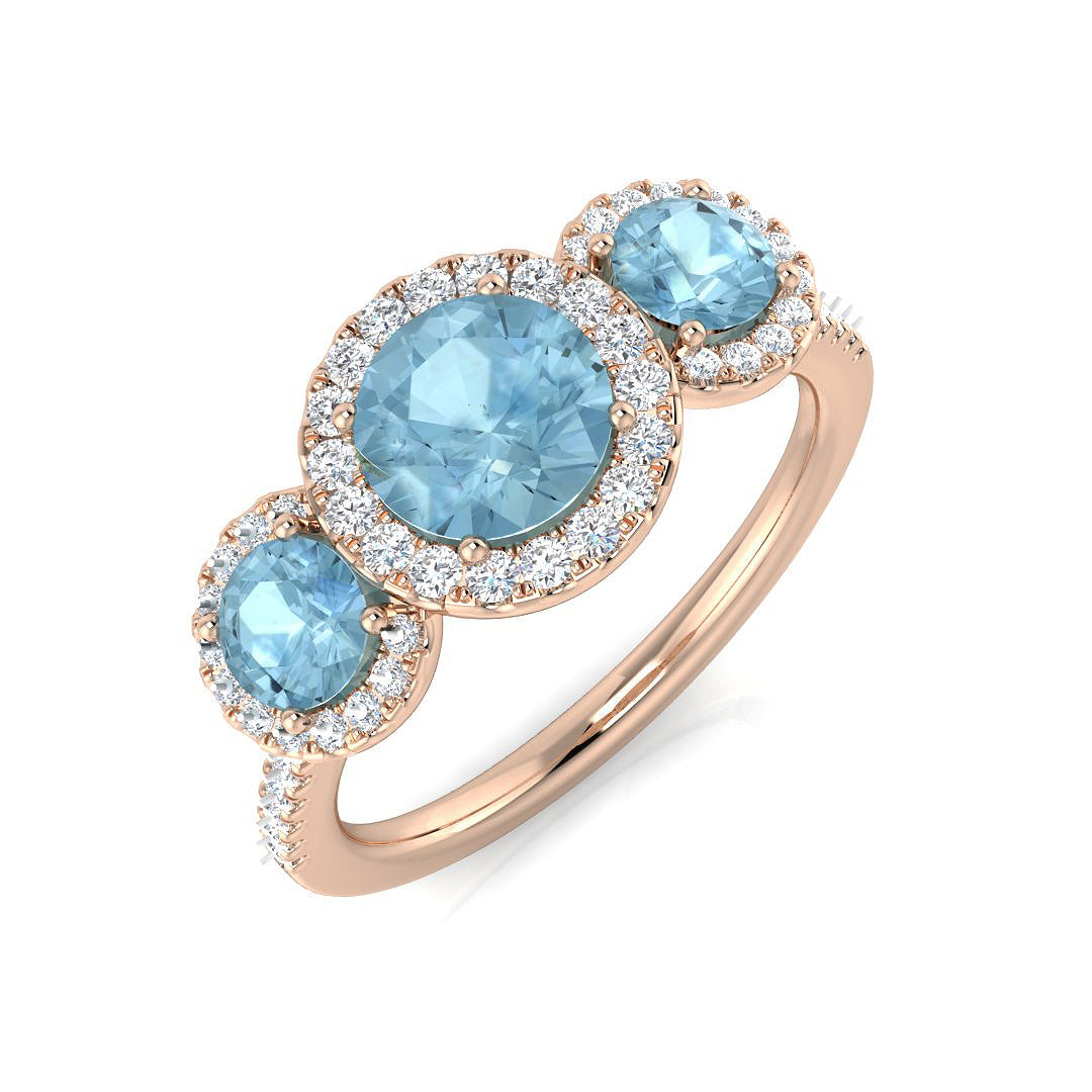 Round Aquamarine Ring