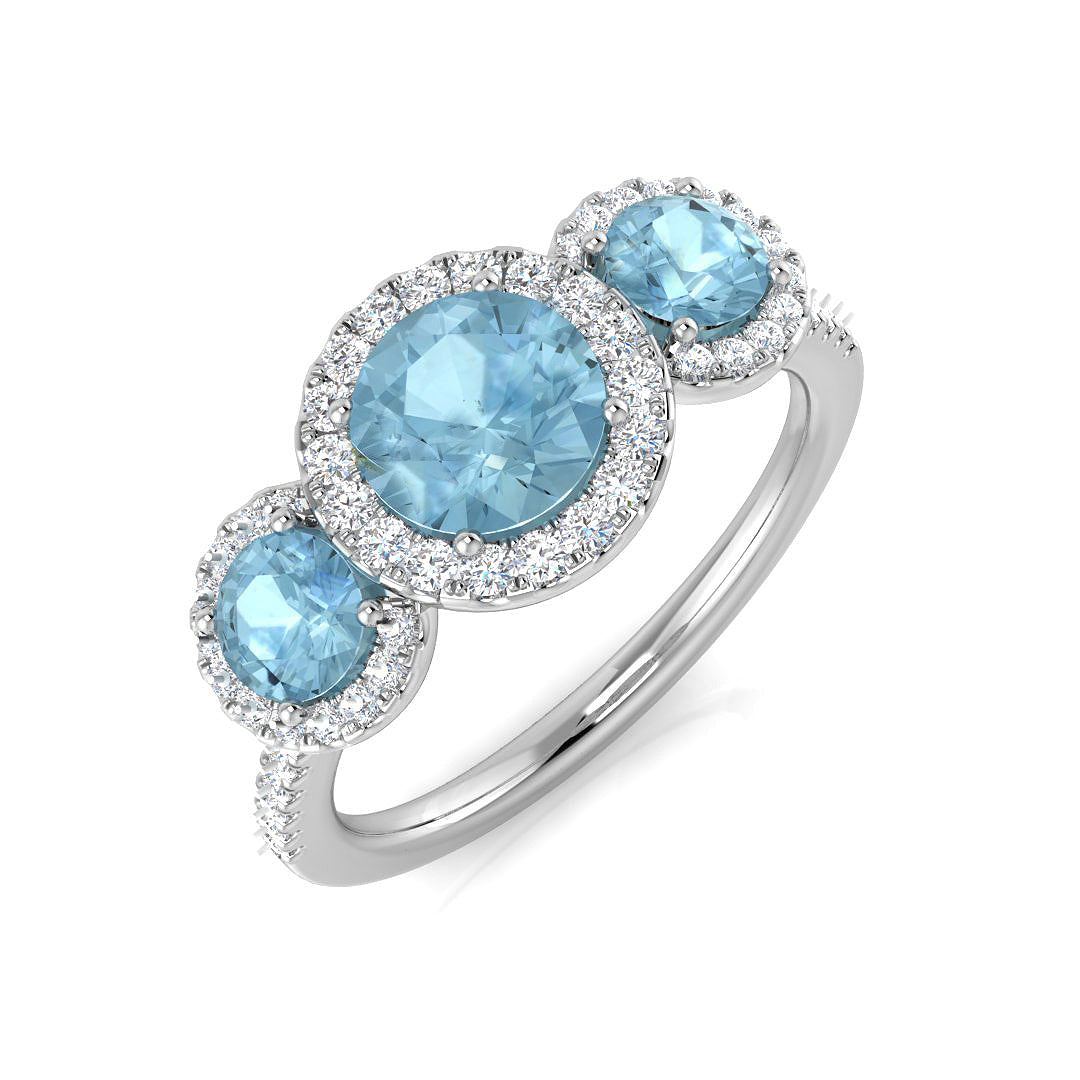 Round Aquamarine Ring
