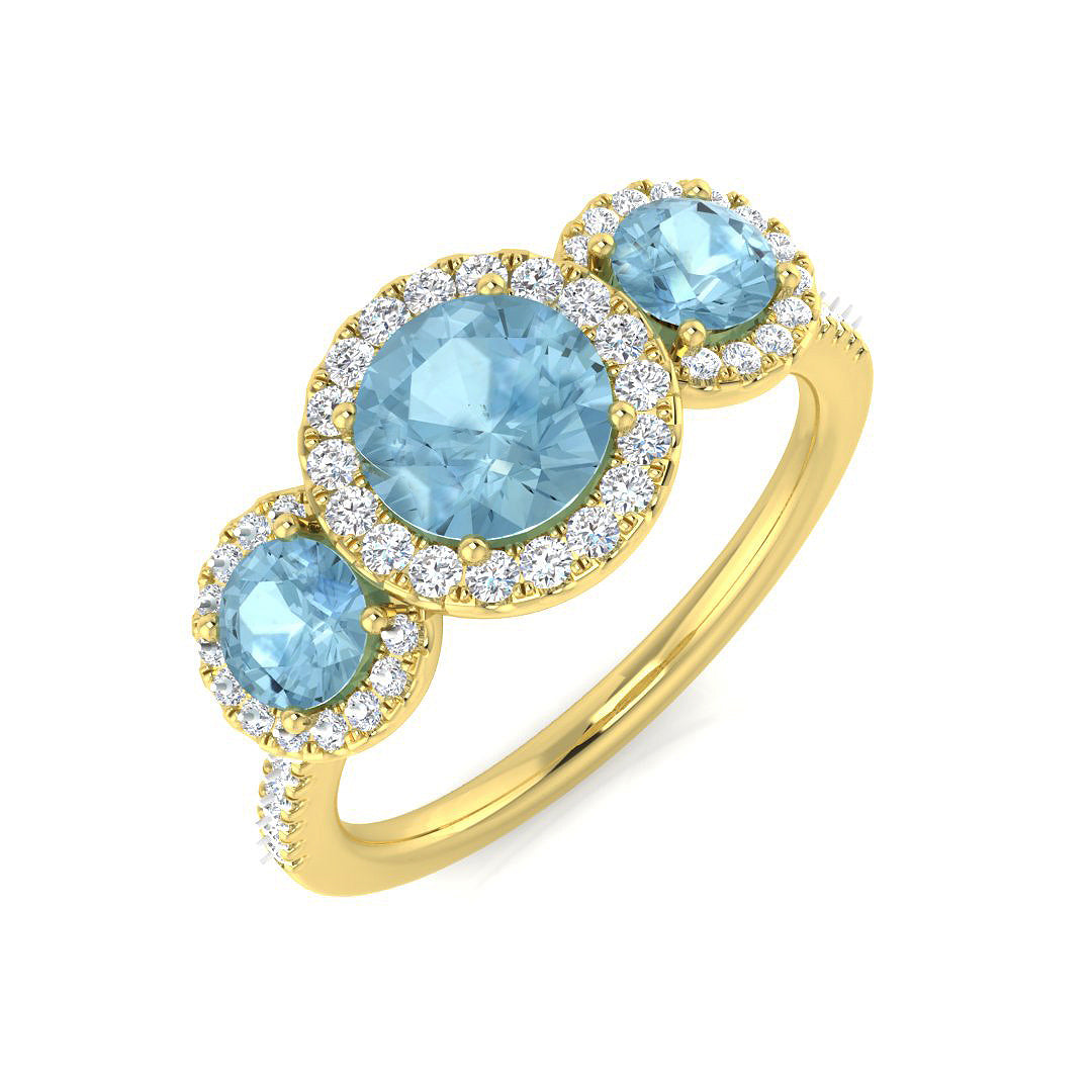 Round Aquamarine Ring
