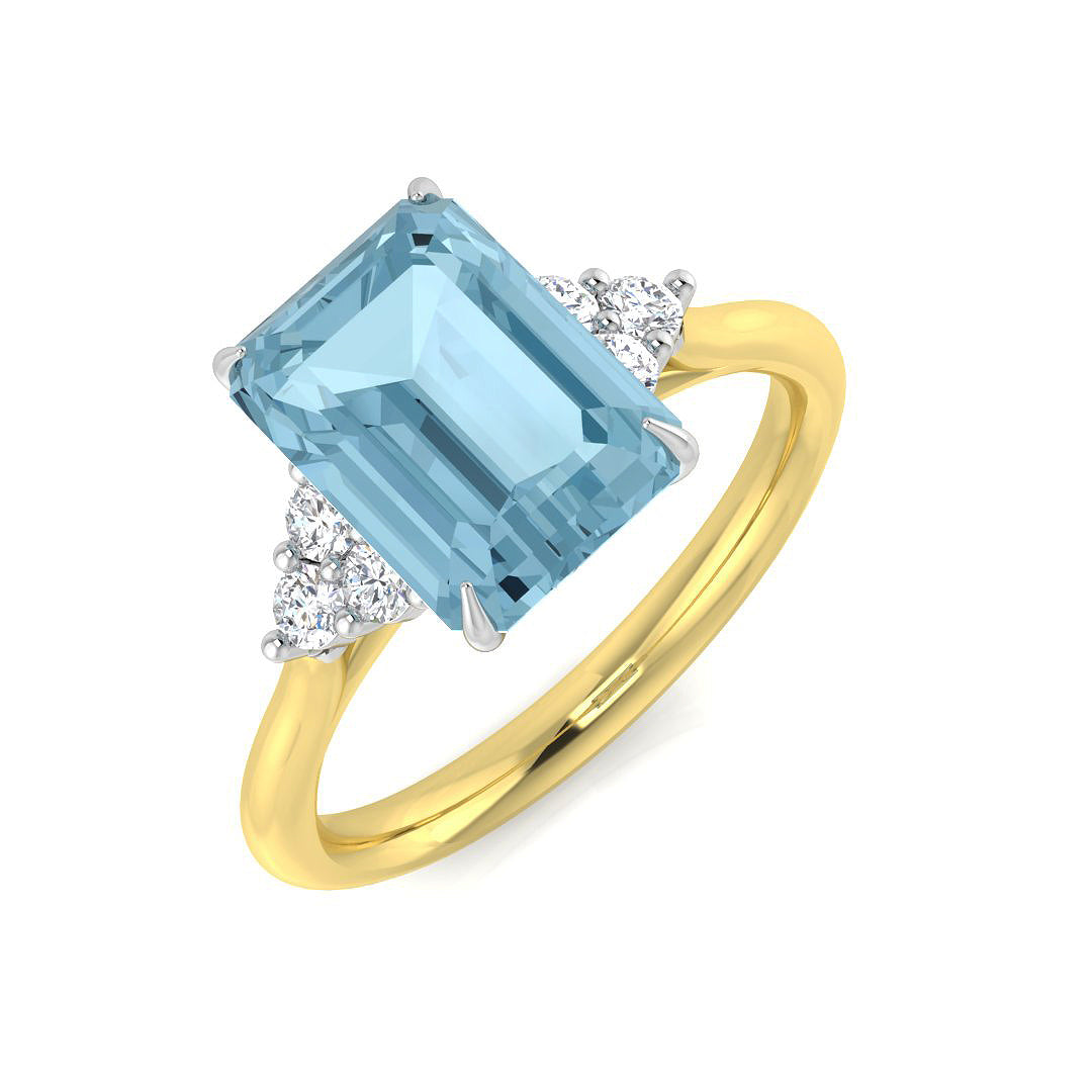 Emerald Cut Aquamarine Ring