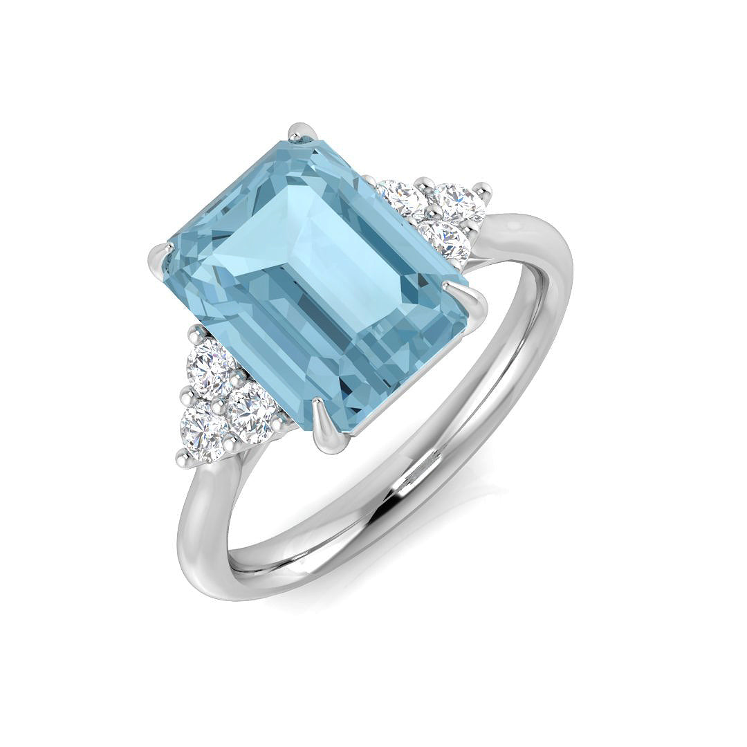 Emerald Cut Aquamarine Ring