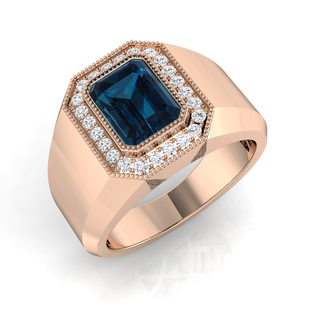 Emerald Cut London Blue Topaz Ring