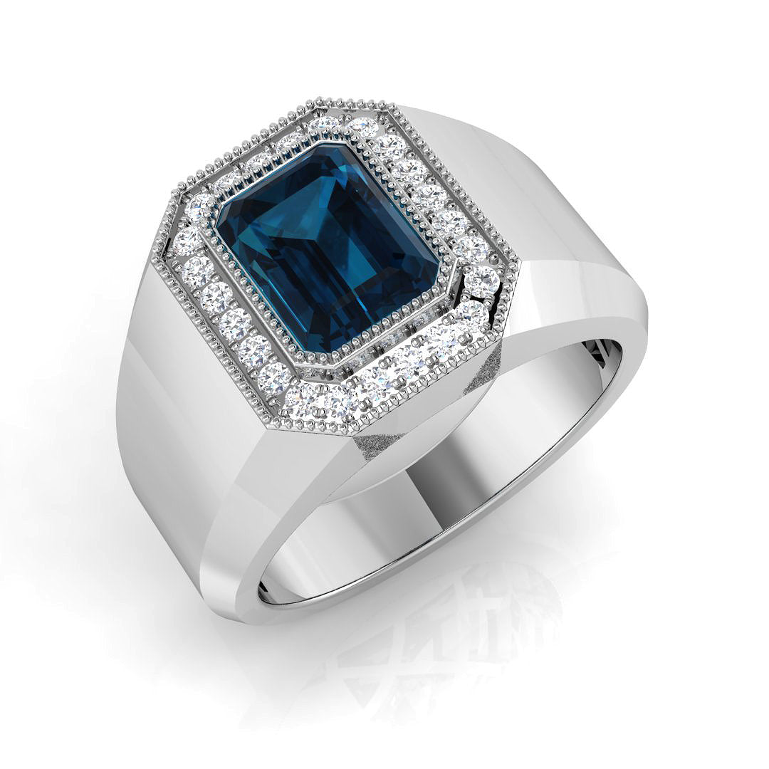 Emerald Cut London Blue Topaz Ring