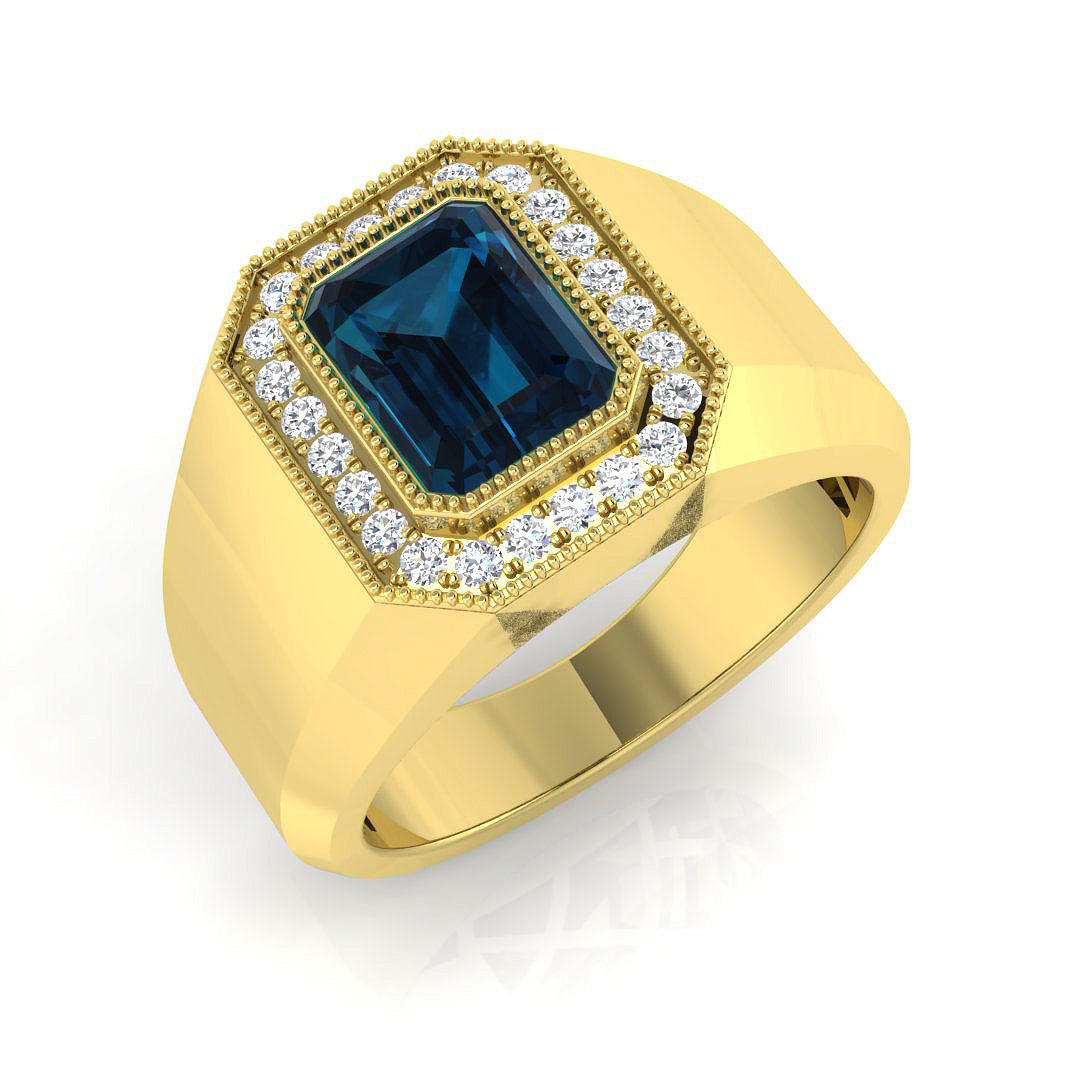Emerald Cut London Blue Topaz Ring