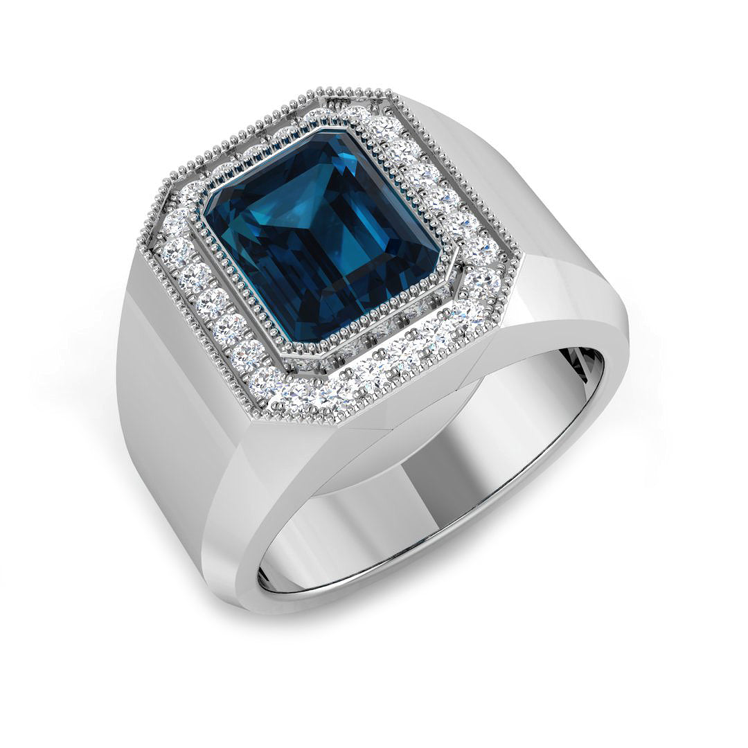 Emerald Cut London Blue Topaz Ring