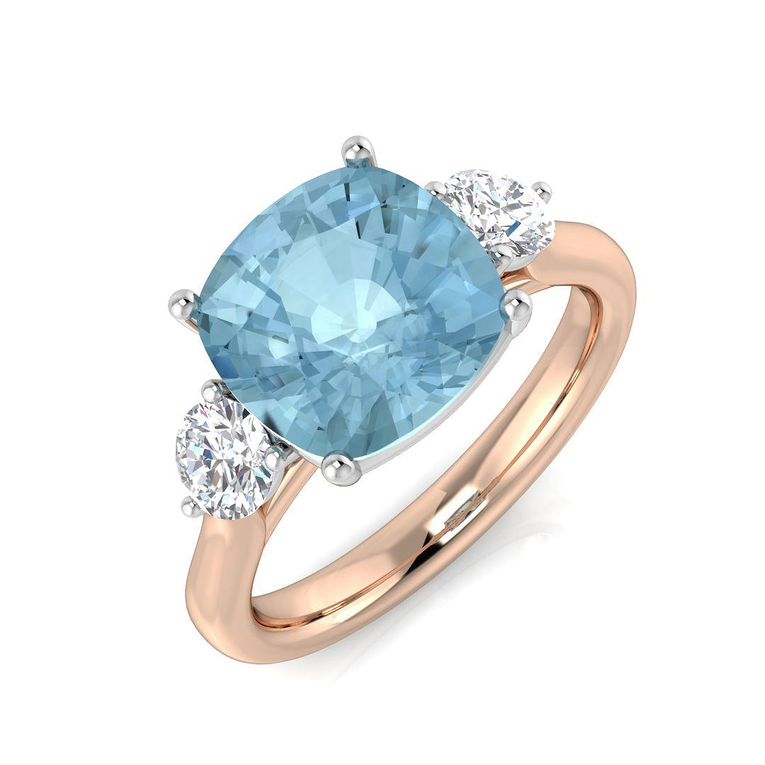Cushion Aquamarine Ring