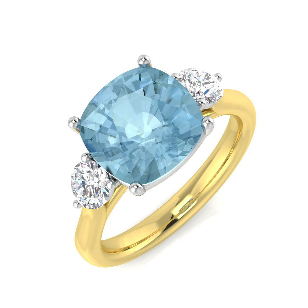Cushion Aquamarine Ring