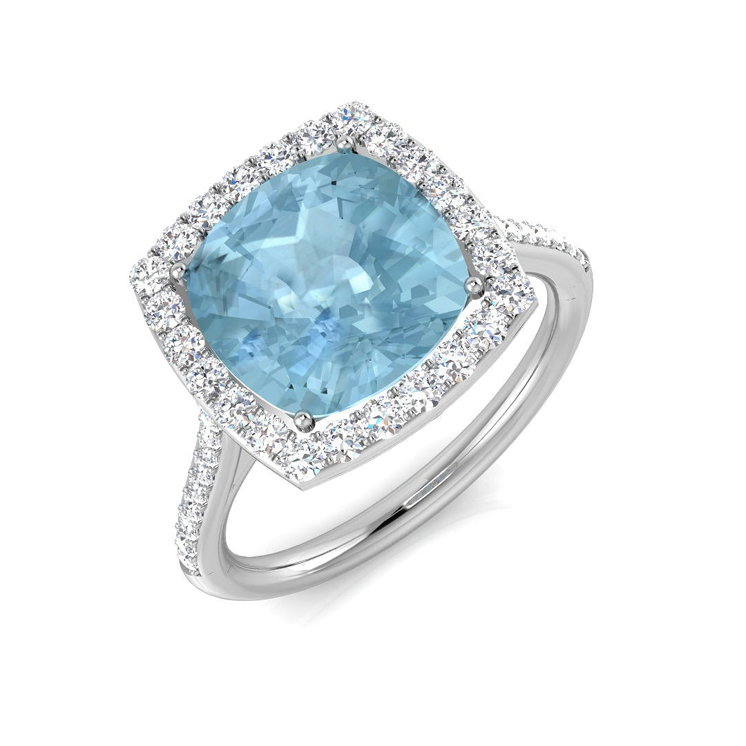 Cushion Aquamarine Ring