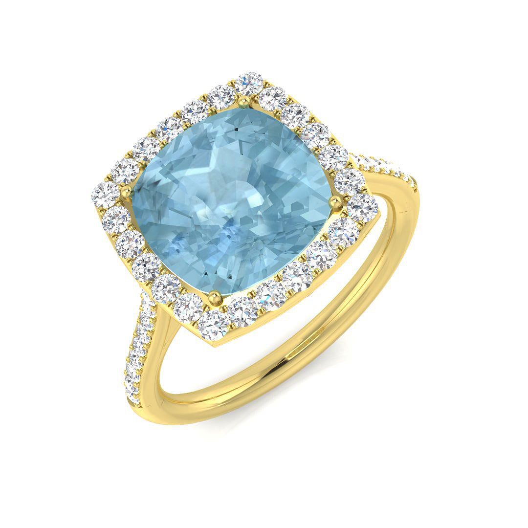 Cushion Aquamarine Ring