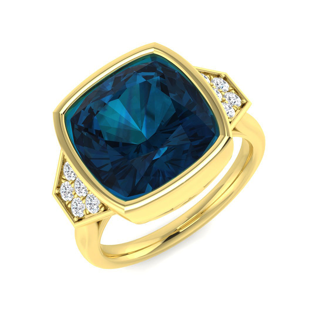 Cushion London Blue Topaz Ring